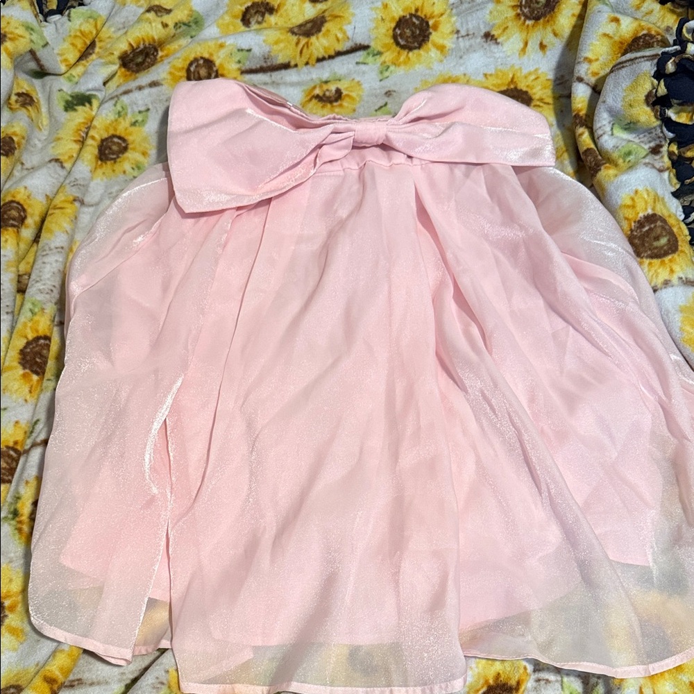 Pink Bow-Front Sheer Party Dress